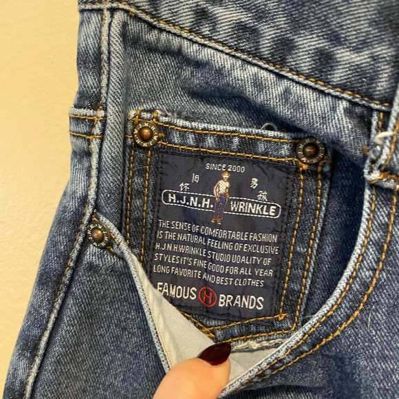 Vintage y2k HJNH Wrinkle straight leg high rise ribcage jeans blue size 31 - Picture 6 of 8